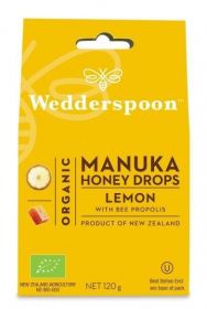 ORGANIC Wedderspoon Natural Manuka Honey Drops Lemon (20 drops per box) 120g x1