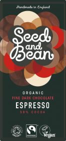 Seed & Bean Organic & Fairtrade Dark Coffee Espresso Choc 75g x10
