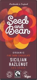 Seed & Bean Organic & Fairtrade Dark Sicilian Hazelnut Choc 75g x10