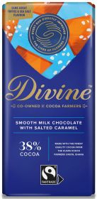 Divine Fair Trade 38% Smooth Milk Chocolate with Salted Caramel 90g x15